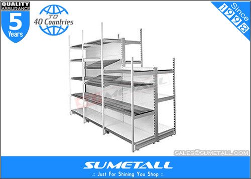 China Store Display Shelves Outrigger Post System , Metal Grocery Store Shelving Multilayer supplier
