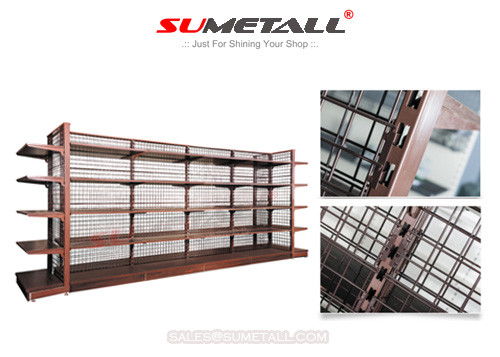 China Metal Retail Store Display Shelves With Wire Mesh Back Panel for Shop Decoration supplier
