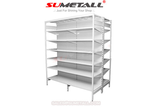 China Steel Retail Store Shelving With Round Hole Peg Panel / Retail Shop Display Stands supplier
