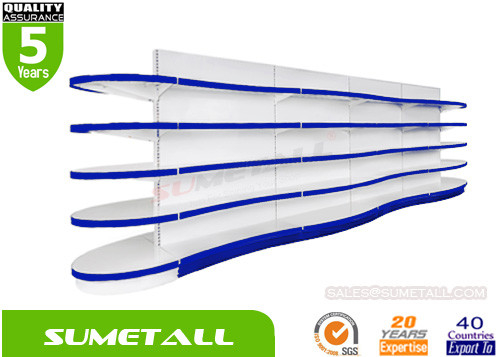 China Fashionable Double Side Convenience Store Shelves , Retail Display Racks Wave Shaped supplier