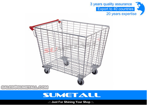 China Medium Duty Wire Steel Supermarket Metal Storage Cage With Wheels For Retailers supplier