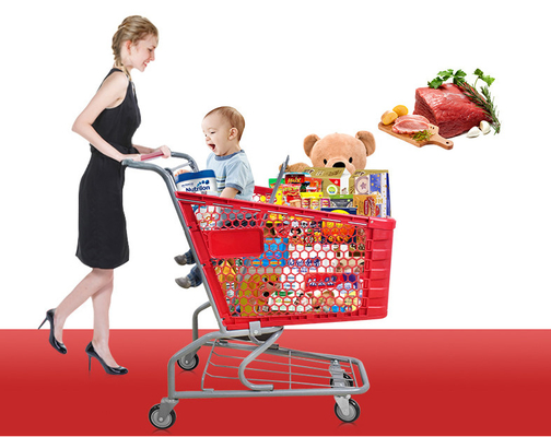 China 90L-3 supermarket shopping trolley , supermarket shopping cart with TPR wheels supplier