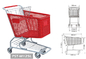 plastic trolley ,supermarket basket with wheels,plastic shopping trolley baskets supplier