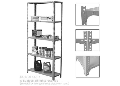 China 5 Layer Steel Slotted Angle Storage Racks Industrial Style Shelving Unit supplier