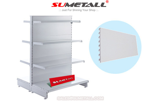 China Flat Back Panel Gondola Store Shelving  / Retail Store Display Fixtures Double Sided supplier