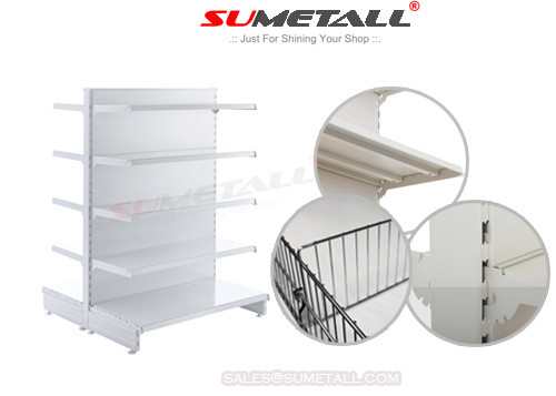 China Plain Back Panel Double Sided Gondola Shelving For Supermarket / Grocery Store supplier
