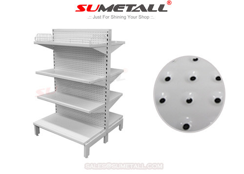 China Double Sided Gondola Retail Display Racks With Volcano Perforated Panel supplier