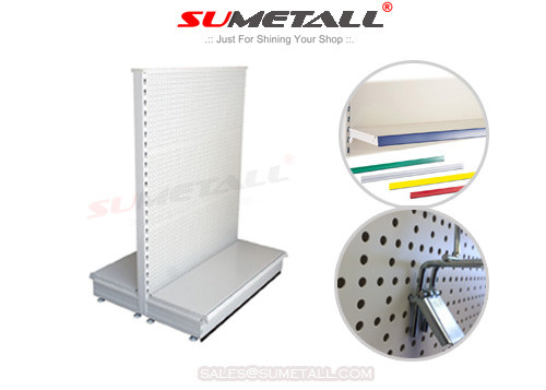 China Tego Style Commercial Display Shelves With Perforated Panel For Retail Store supplier