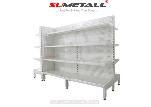 China Double Side Retail Store Display Racks , Store Display Shelves With Sunken Hole Pegboard supplier