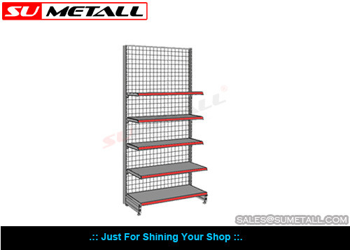 China Multi Layer Supermarket Display Shelf , Convenience Store Display Racks With Wire Mesh Back supplier