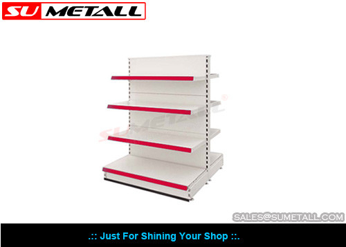China Plain Back Supermarket Display Shelf / Two Sided Gondola Retail Shelving Multi Layer supplier