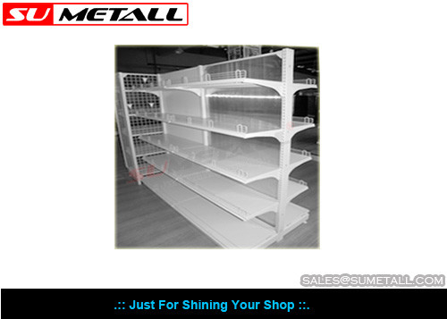 China Metal Supermarket Display Shelf With Clear PVC Backing Panel For Pharmacy Store supplier