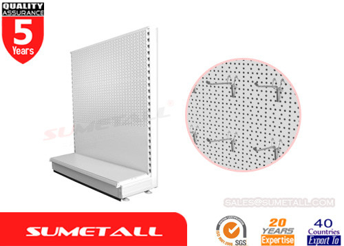 China Tego Compatible Gondola Store Fixtures With Metal Pegboard Panel  L1330 X D570 X H1410mm supplier