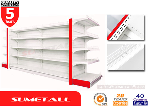 China Light Duty Gondola Store Shelving / Shop Display Shelving Units With Humped Infill Panel supplier