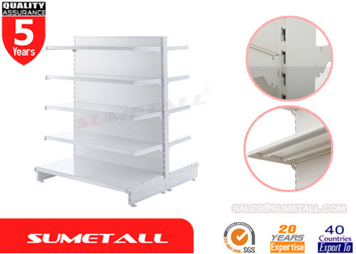 China Heavy Duty Gondola Store Shelving / Convenience Store Display Fixtures With Plain Back supplier