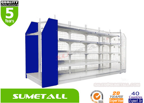 China Classical Convenience Store Shelving / Grocery Store Shelves With Mesh Grid Panels supplier