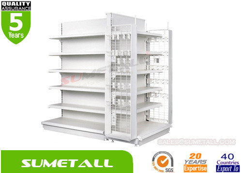 China Heavy Duty Convenience Store Shelving With Hooks , Gondola Retail Display Shelving supplier