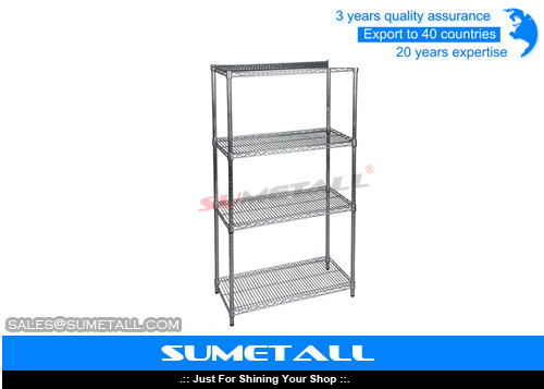 China Commercial Metro Chrome Wire Shelving , Metal 4 Tier Wire Storage Racks supplier