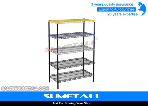 China Heavy Duty Steel 5 Tier Wire Shelving With Powder Coated Colorful Surface supplier