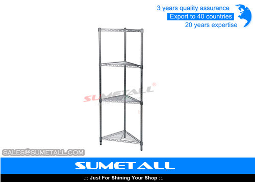 China Triangle Metal Wire Shelving Unit 4 Layer Wire Racks For Storage With Chrome Plating supplier