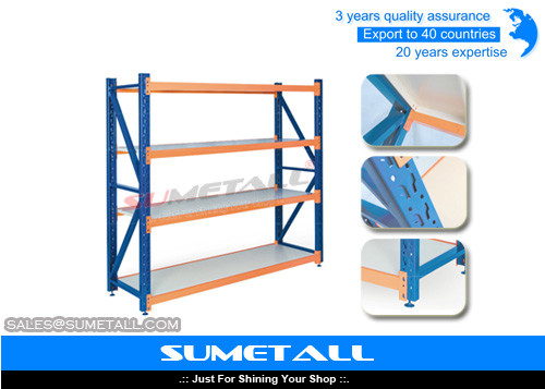 China Steel Medium Duty Long Span Shelving / Warehouse Storage Shelves Unit supplier