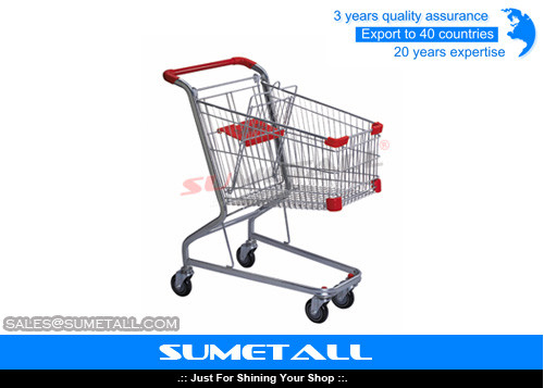 China Steel 4 Wheels Small Grocery Shopping Carts For Supermarket 3 Years Warranty supplier