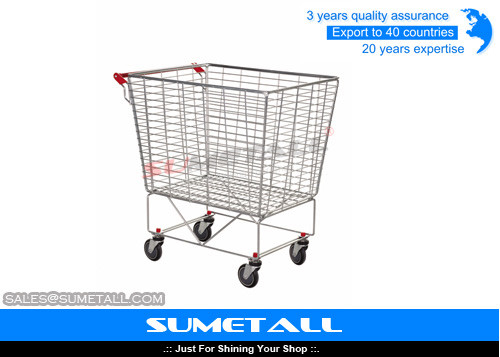 China Supermarket Metal Wire Container With 4 Wheels For Cargo Storage Custom Logo supplier