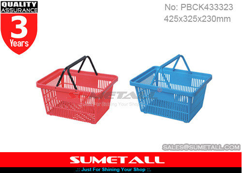 China Supermarket Hand Held Shopping Baskets 25L , Plastic Baskets With Handles supplier
