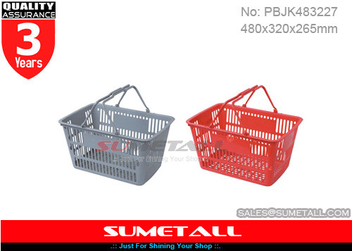 China OEM Service 28L Plastic Shopping Basket With Handles / Hand Baskets For Shopping supplier