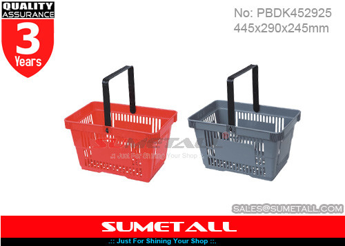 China Colorful Hand Shopping Baskets , Rolling Plastic Hand Basket 22L For Grocery Stores supplier