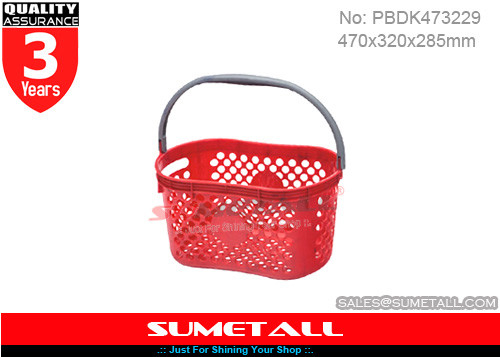 China Single Handle Plastic Shopping Baskets / Small Plastic Baskets With Handles supplier