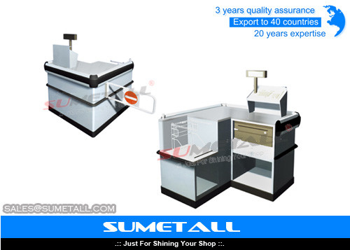 China Multi Funtion Retail Store Cash Counter Reception Desk With Stainless Steel Countertops supplier