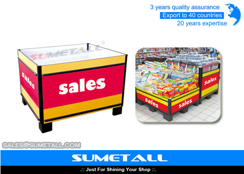 China Steel Promotional Display Counter Storage Containers For Supermarket Products Promotion supplier