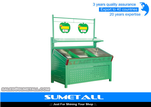 China Green Color Metal Display Shelving Units Display Stands For Fruit And Veg supplier