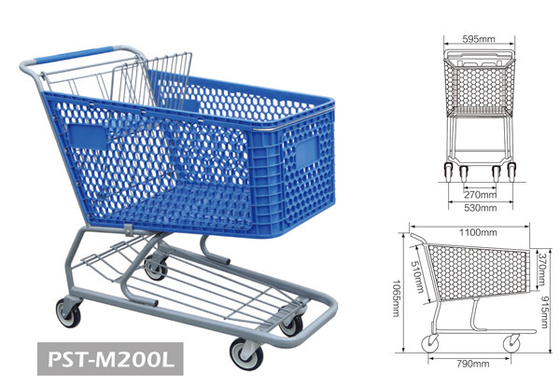 China PST-M200L Plastic Sumarket shopping Trolley with Four Wheels Plastic Shopping Cart supplier