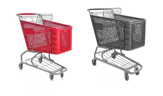 China 90-210L  plastic shopping trolley with four wheels supplier