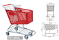 plastic trolley ,supermarket basket with wheels,plastic shopping trolley baskets supplier